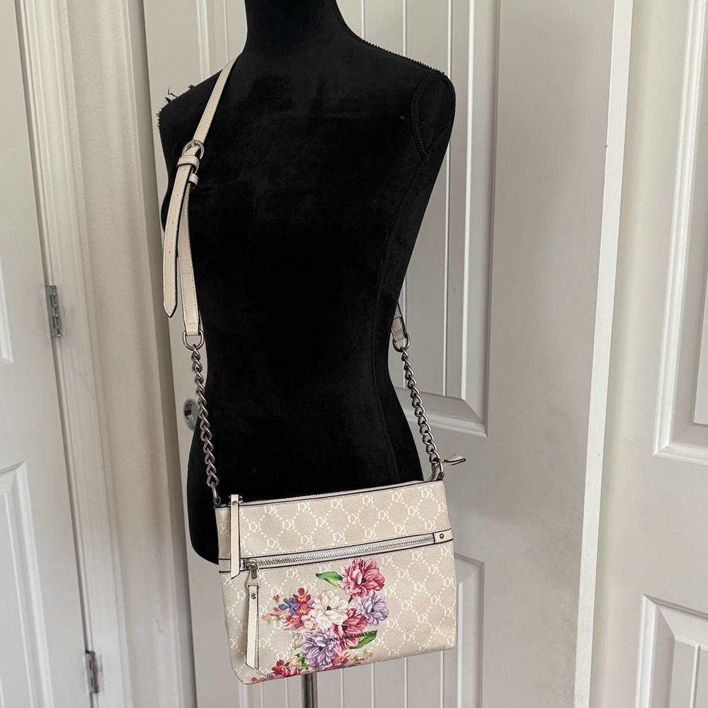 Dana Buchman Cream Floral Crossbody Bag